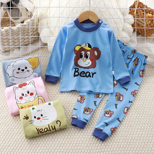Blue Bear Long Sleeve Pajamas for Toddlers: A Cozy and Cute 2-Piece Outfit