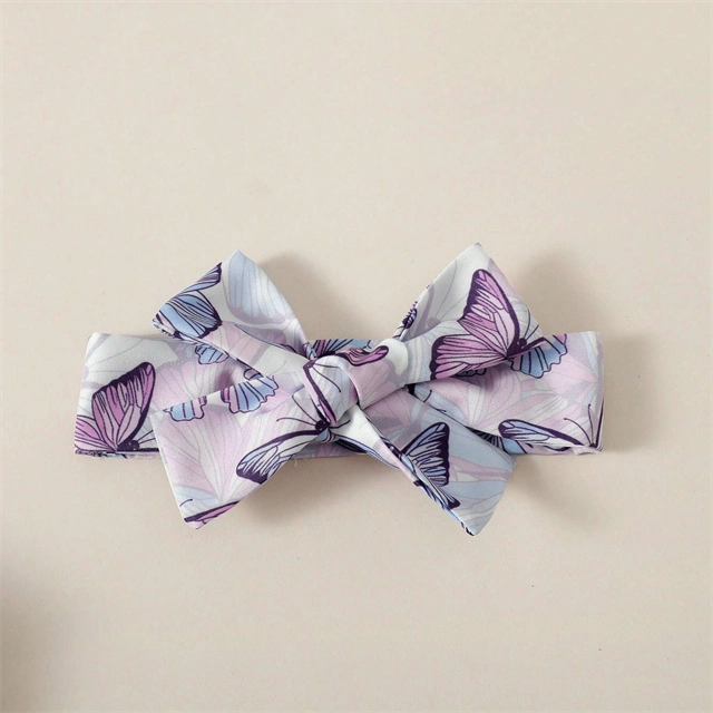 Baby Girl Butterfly Print Outfit with Ruffled Skirt and Headbands - CutePopToy