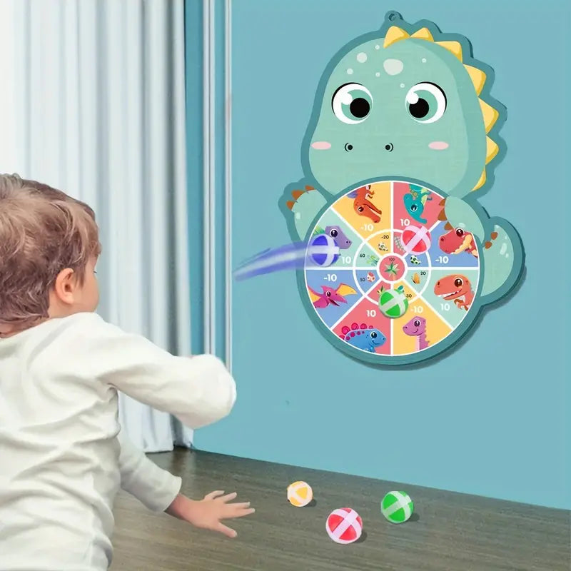 6-Piece Sticky Ball and Sticky Ball Dart Target Cartoon Animal Target Game (Fox, Elephant, Dinosaur) - CutePopToy