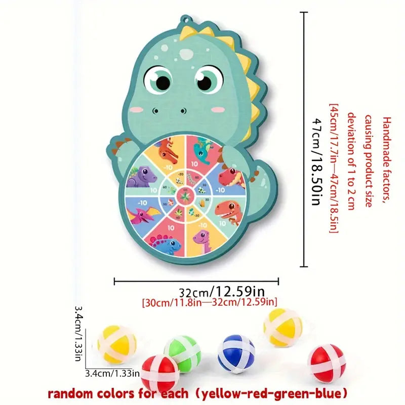 6-Piece Sticky Ball and Sticky Ball Dart Target Cartoon Animal Target Game (Fox, Elephant, Dinosaur) - CutePopToy