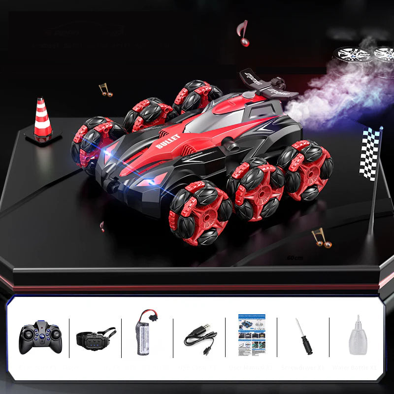 6-Wheel Transforming RC Stunt Car, Drift, Spray & Climb - 360° Rotation, Gesture Control - CutePopToy
