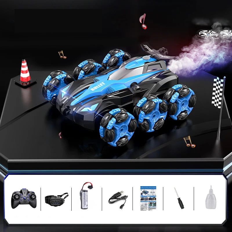 6-Wheel Transforming RC Stunt Car, Drift, Spray & Climb - 360° Rotation, Gesture Control - CutePopToy