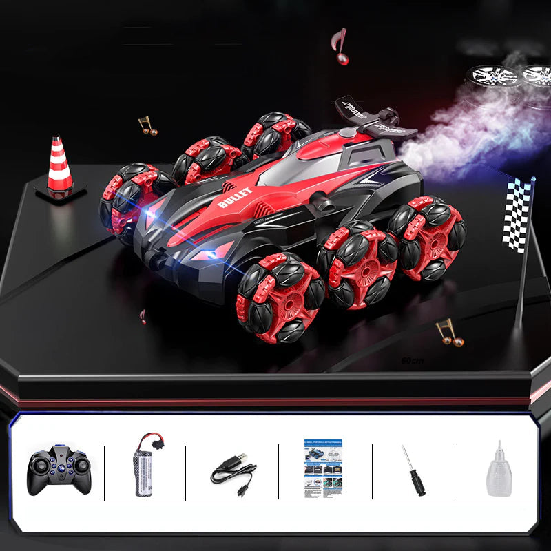 6-Wheel Transforming RC Stunt Car, Drift, Spray & Climb - 360° Rotation, Gesture Control - CutePopToy