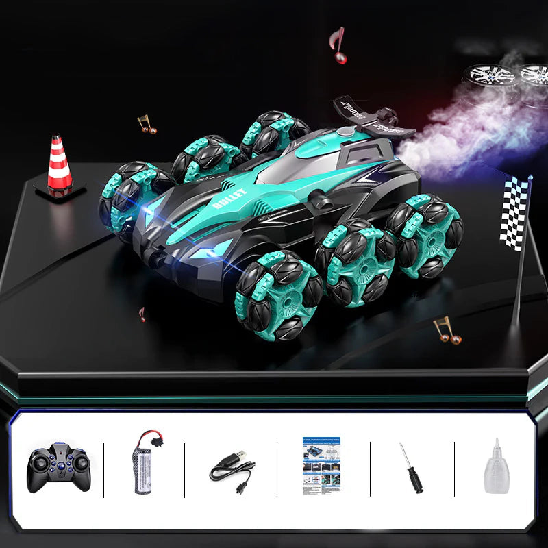 6-Wheel Transforming RC Stunt Car, Drift, Spray & Climb - 360° Rotation, Gesture Control - CutePopToy