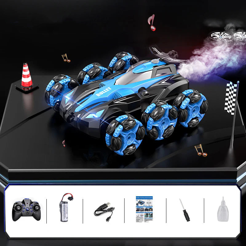 6-Wheel Transforming RC Stunt Car, Drift, Spray & Climb - 360° Rotation, Gesture Control - CutePopToy
