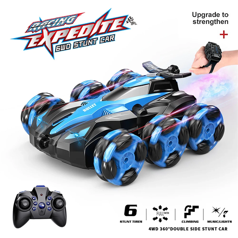 6-Wheel Transforming RC Stunt Car, Drift, Spray & Climb - 360° Rotation, Gesture Control - CutePopToy