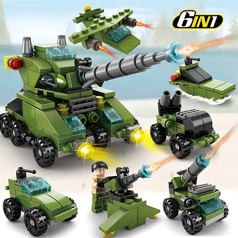 6-in-1 City Police Car Mini Building Set for Kids - CutePopToy
