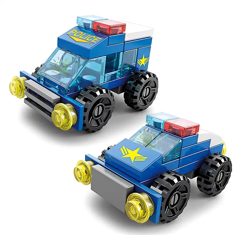 6-in-1 City Police Car Mini Building Set for Kids - CutePopToy