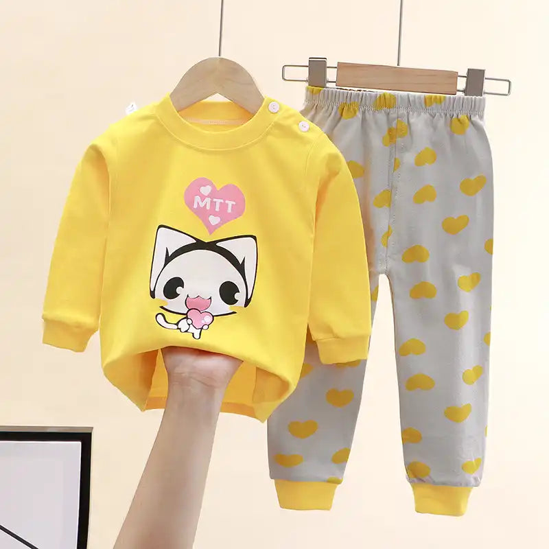 Adorable Animal Print Cotton Pajama Set for Kids