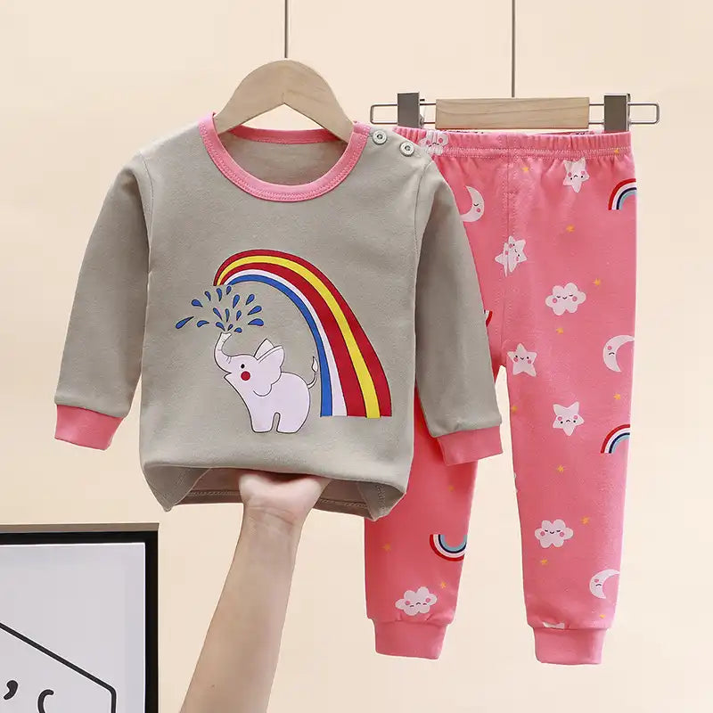 Adorable Animal Print Cotton Pajama Set for Kids