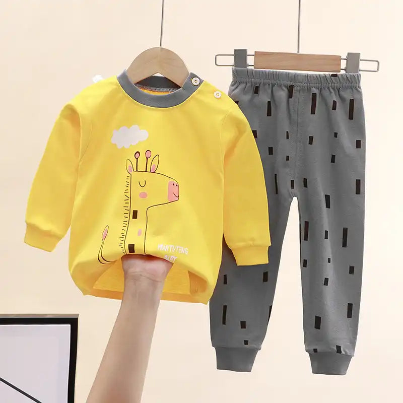 Adorable Animal Print Cotton Pajama Set for Kids
