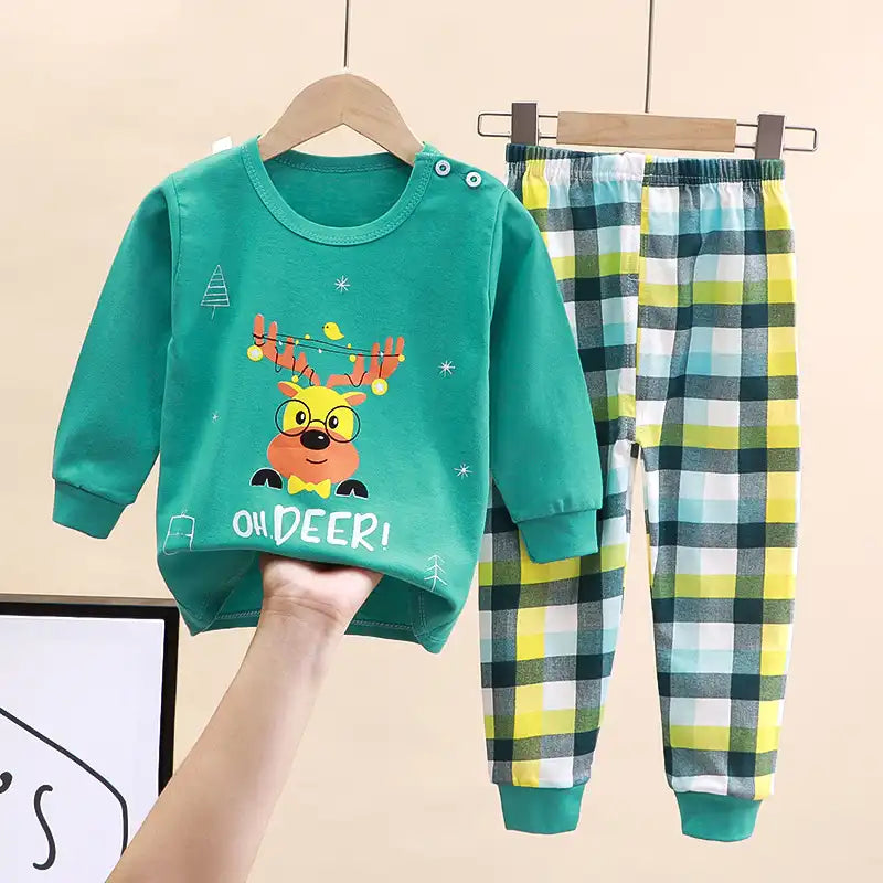 Adorable Animal Print Cotton Pajama Set for Kids