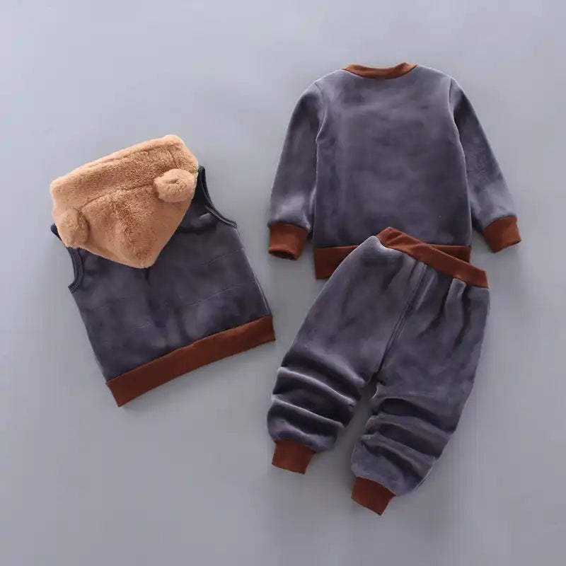 Baby Cold Weather Thickened Cute Bear Set 3 Pieces