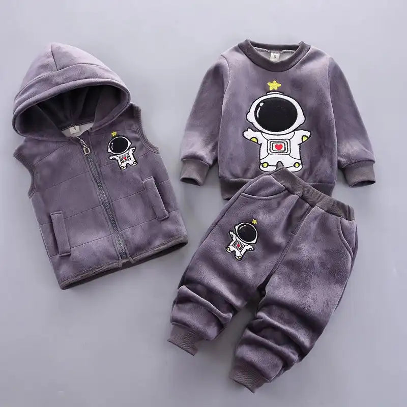 Baby Cold Weather Thickened Cute Bear Set 3 Pieces
