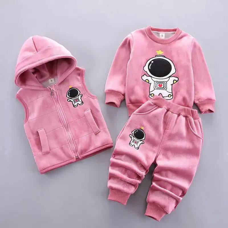 Baby Cold Weather Thickened Cute Bear Set 3 Pieces