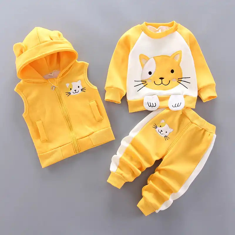 Baby Cold Weather Thickened Cute Bear Set 3 Pieces
