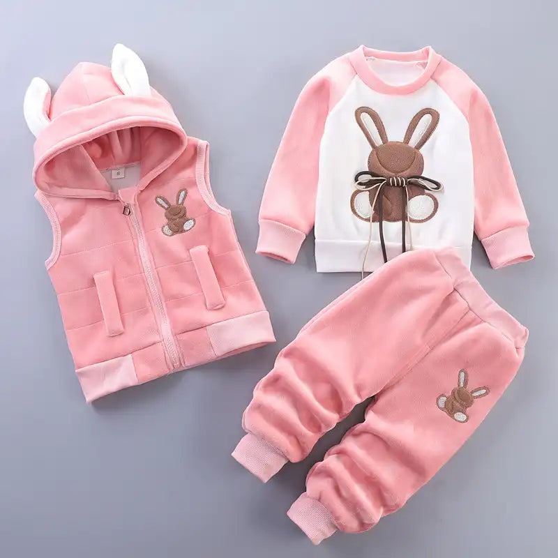 Baby Cold Weather Thickened Cute Bear Set 3 Pieces