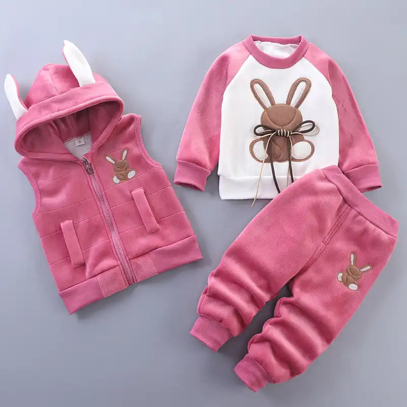 Baby Cold Weather Thickened Cute Bear Set 3 Pieces