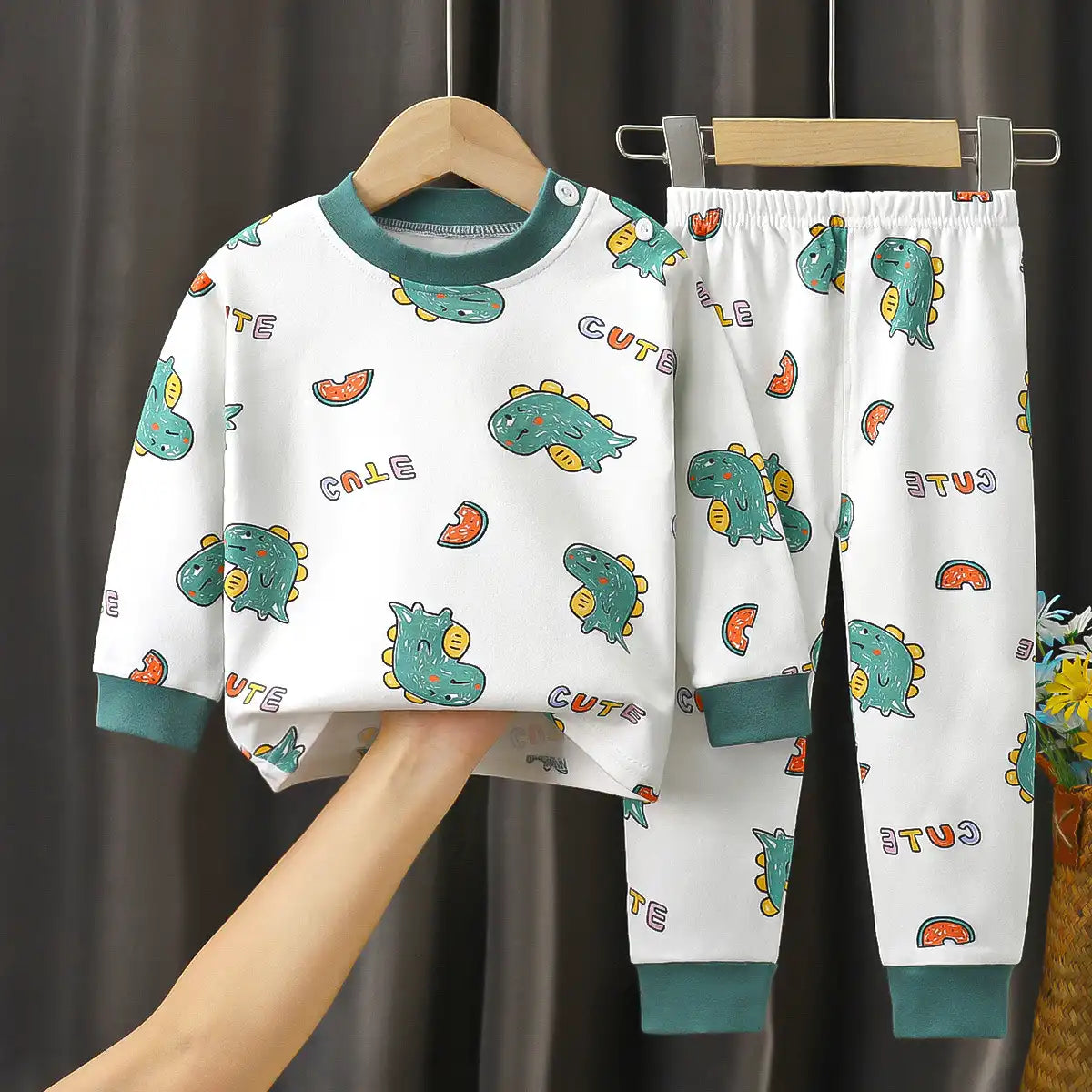 Cute Cartoon Long Sleeve Baby Pajamas - Soft Cotton with Snaps