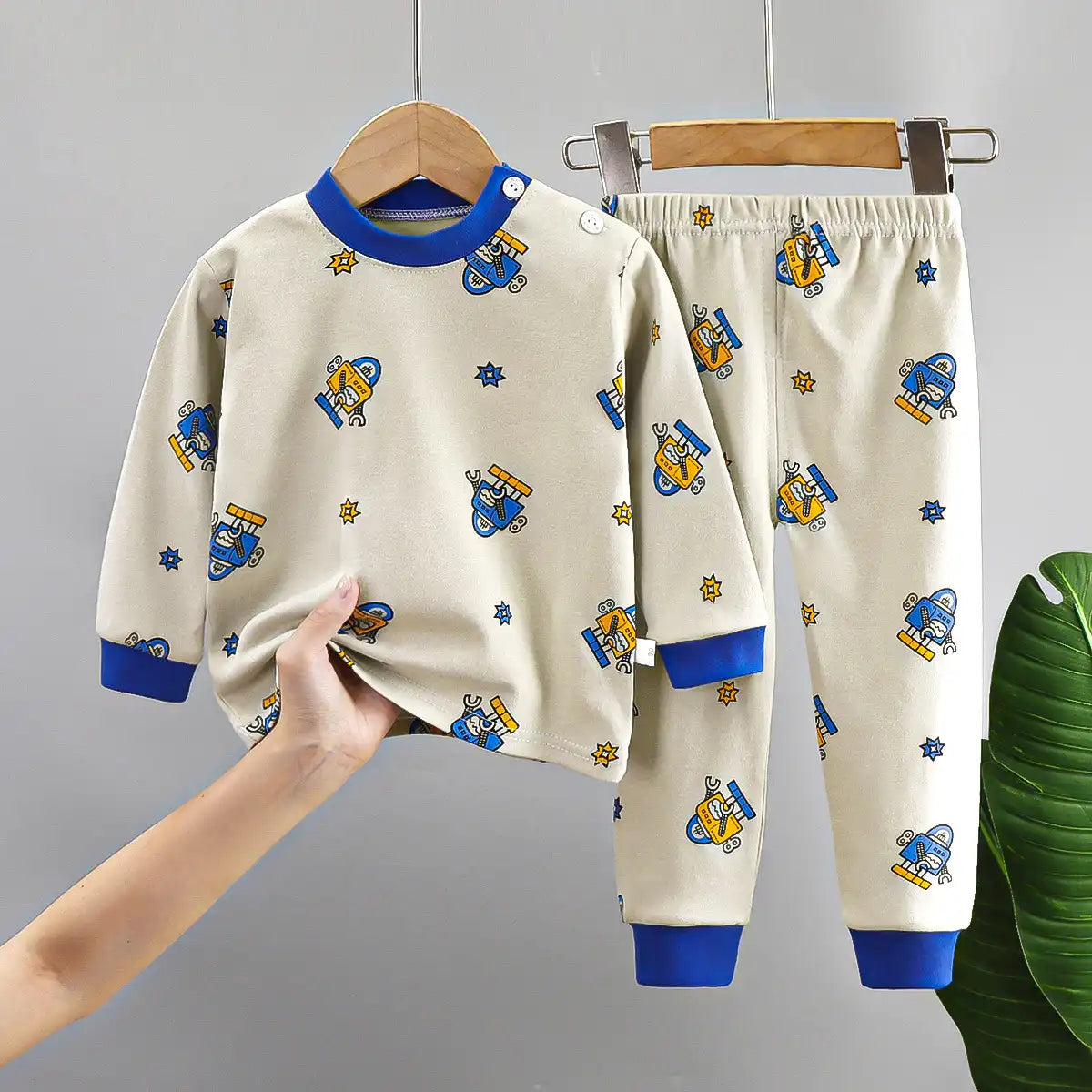 Cute Cartoon Long Sleeve Baby Pajamas - Soft Cotton with Snaps
