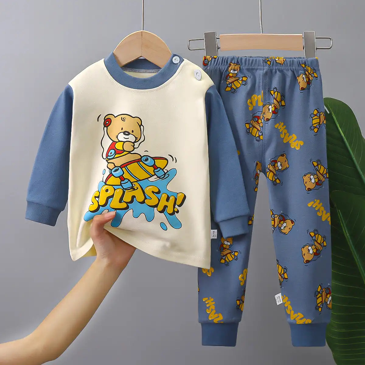 Cute Cartoon Long Sleeve Baby Pajamas - Soft Cotton with Snaps