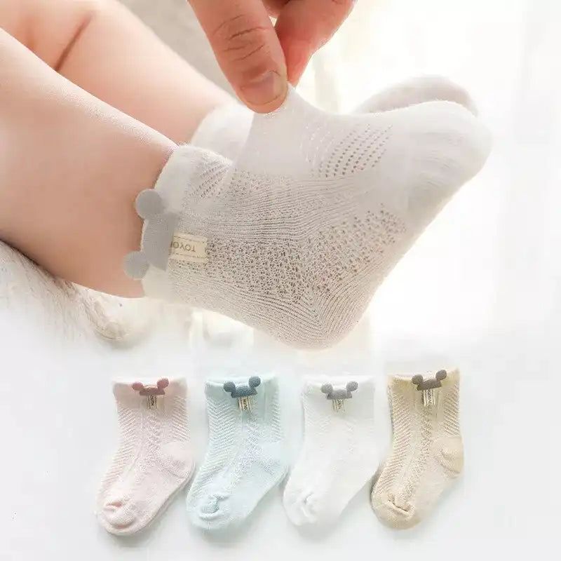 4 Pairs Cute Lightweight Breathable Cotton Newborn Socks