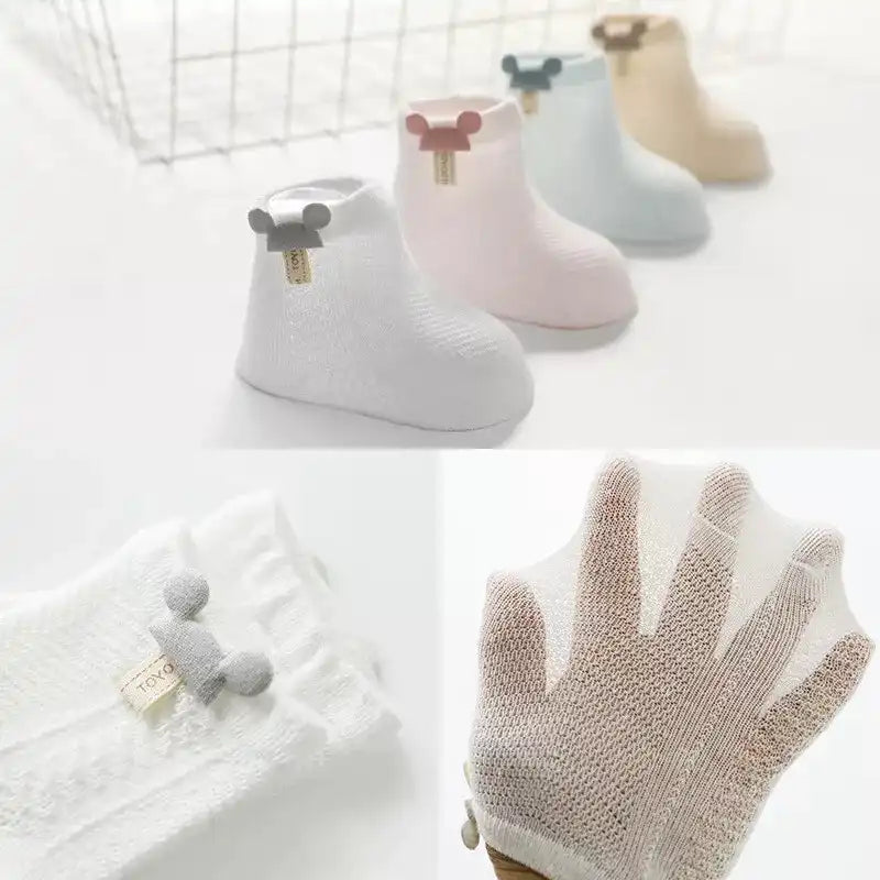 4 Pairs Cute Lightweight Breathable Cotton Newborn Socks