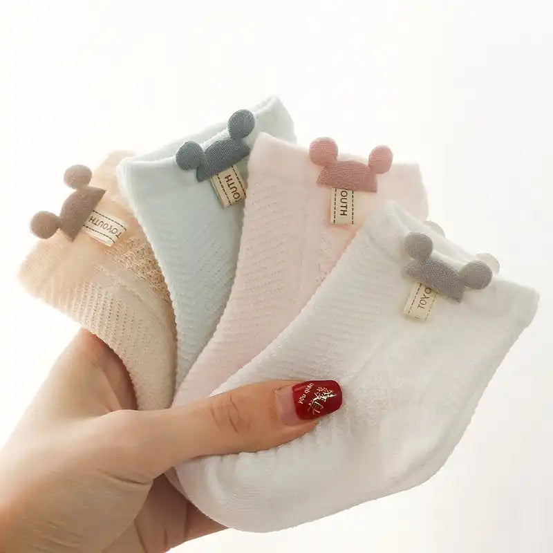 4 Pairs Cute Lightweight Breathable Cotton Newborn Socks
