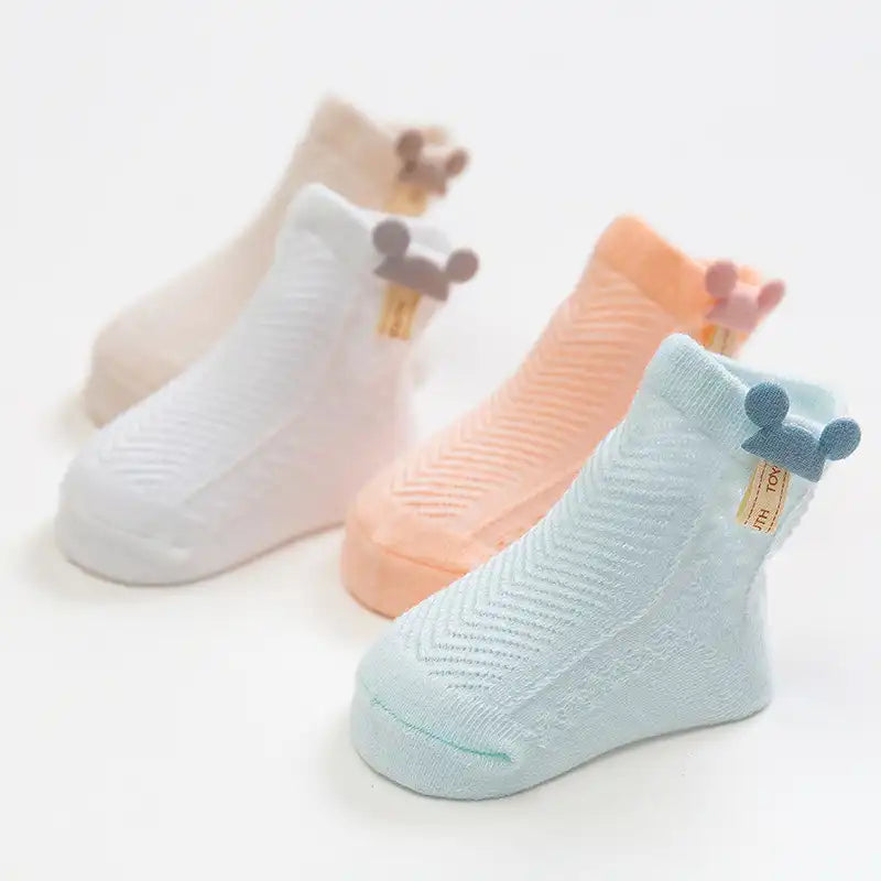 4 Pairs Cute Lightweight Breathable Cotton Newborn Socks