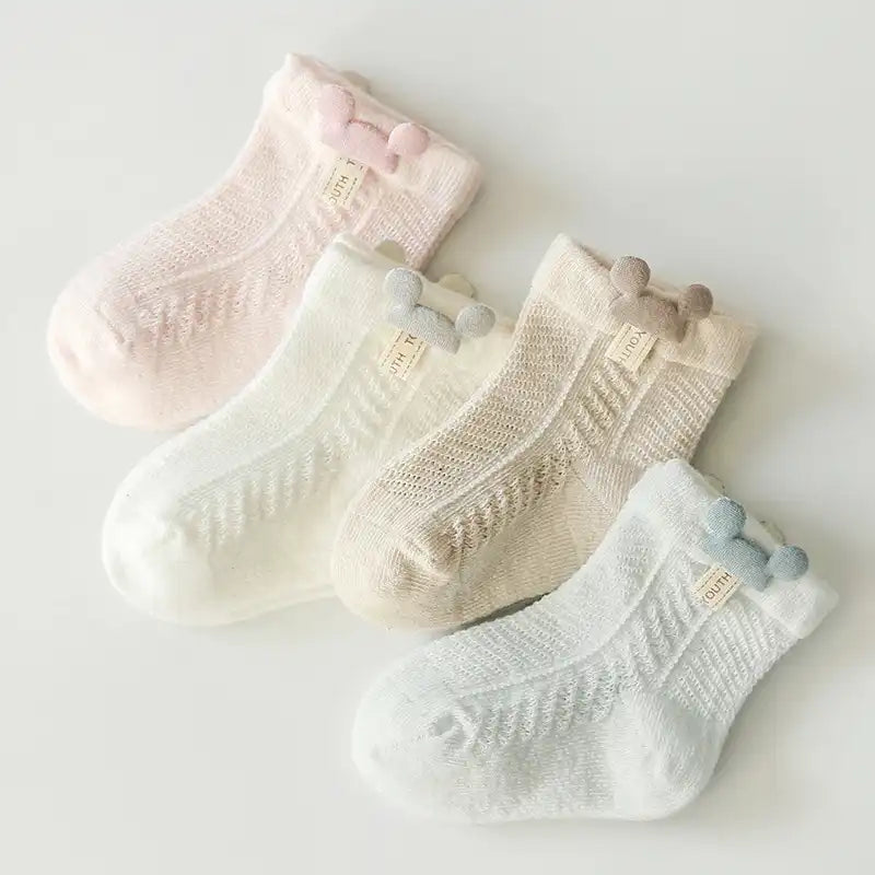 4 Pairs Cute Lightweight Breathable Cotton Newborn Socks