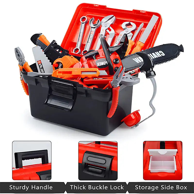 Kids 55 Piece Repair Toolbox with Realistic Tools - CutePopToy