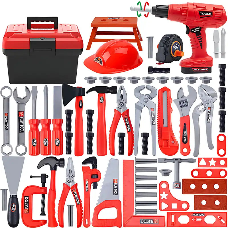 Kids 55 Piece Repair Toolbox with Realistic Tools - CutePopToy