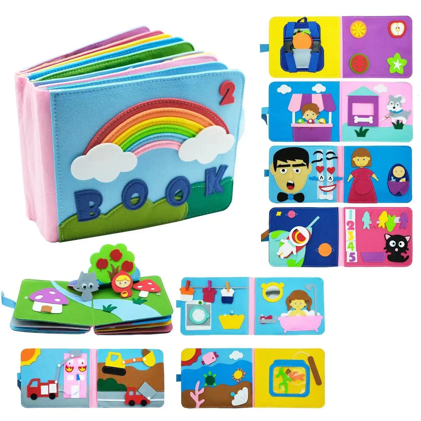 Montessori Life Skills Sensory Inspiration Felt Book - CutePopToy