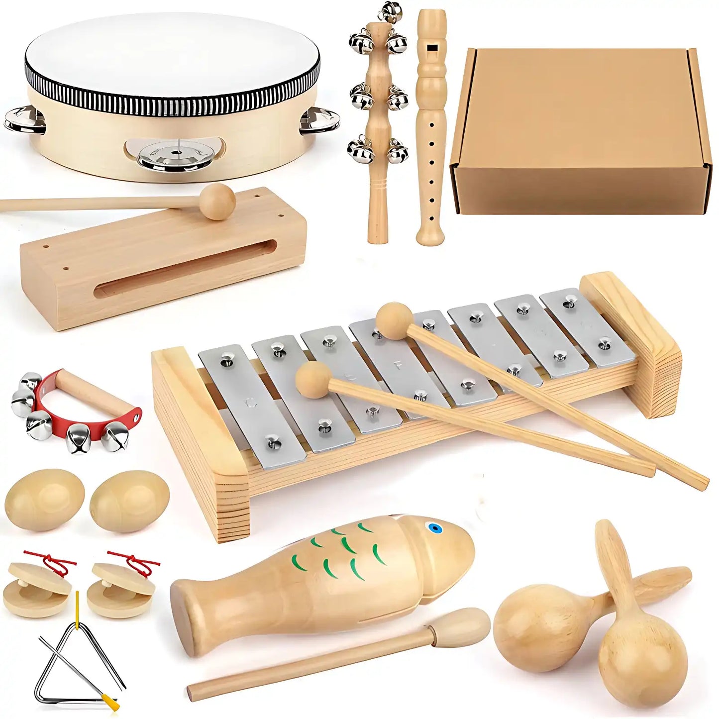 Montessori Natural Wood Music Toys for Preschoolers - CutePopToy