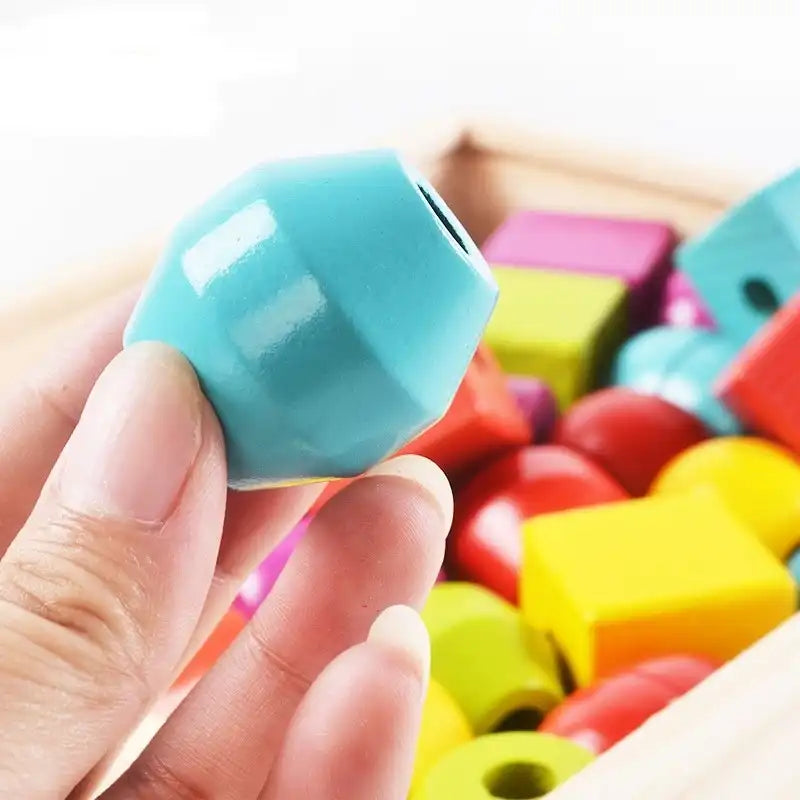 Montessori Rainbow Wooden Beaded Playset - CutePopToy