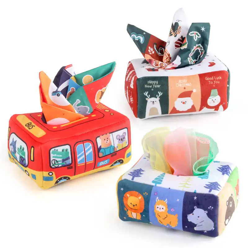 Montessori Sensory Toy Bus Baby Tissue Box - CutePopToy