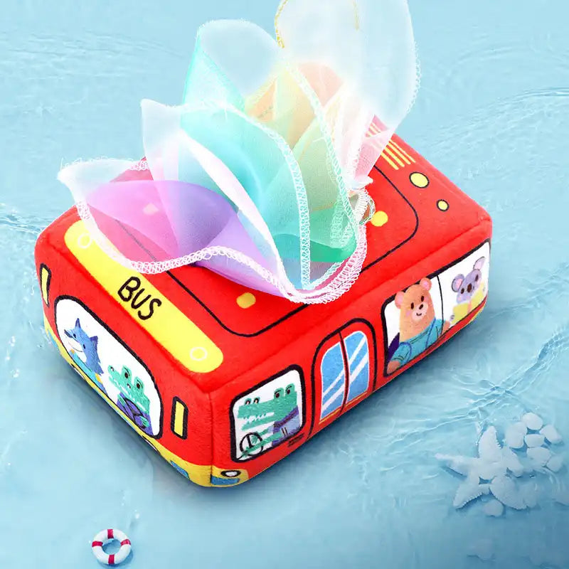 Montessori Sensory Toy Bus Baby Tissue Box - CutePopToy