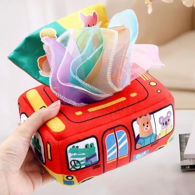 Montessori Sensory Toy Bus Baby Tissue Box - CutePopToy