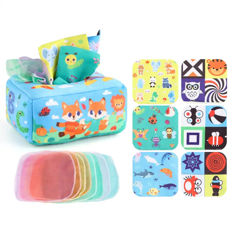 Montessori Sensory Toy Bus Baby Tissue Box - CutePopToy