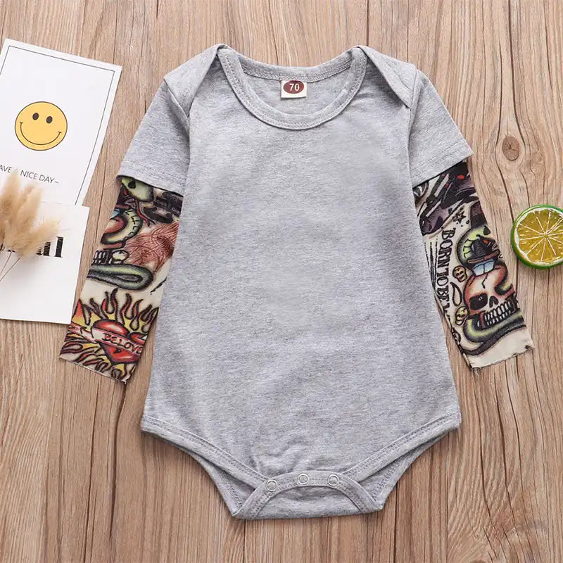 Newborn Baby Cotton Tattoo Sleeves Romper