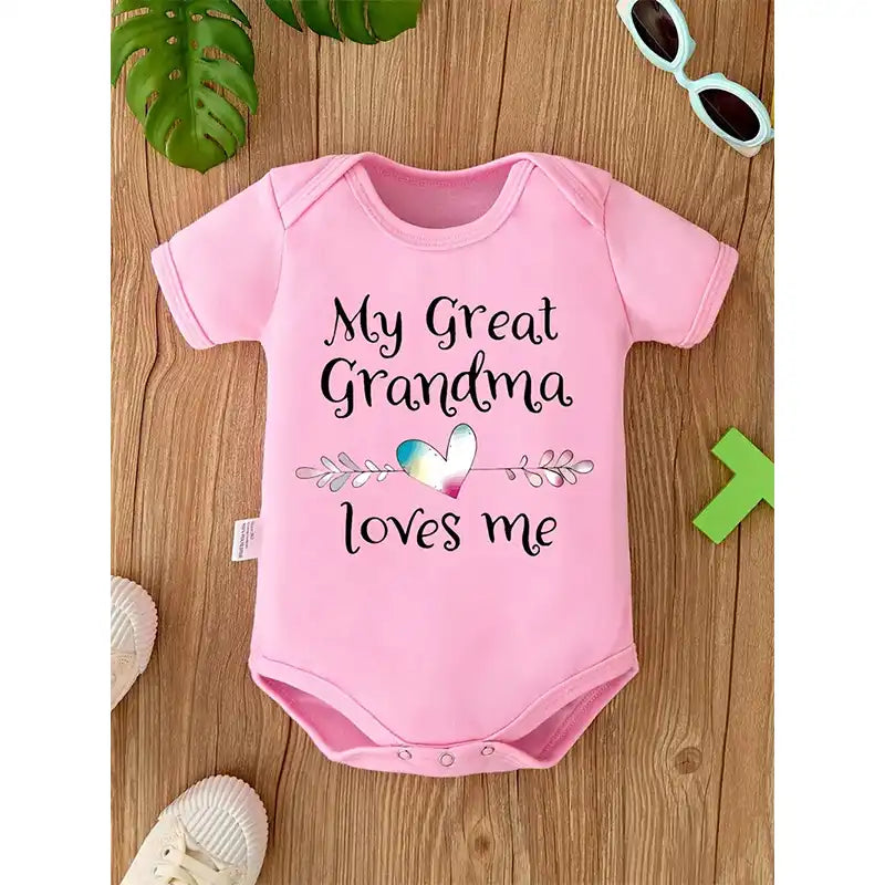 Newborn Gift - "My Great Grandma Loves Me" Baby Onesie (Fits 0-12 Months)