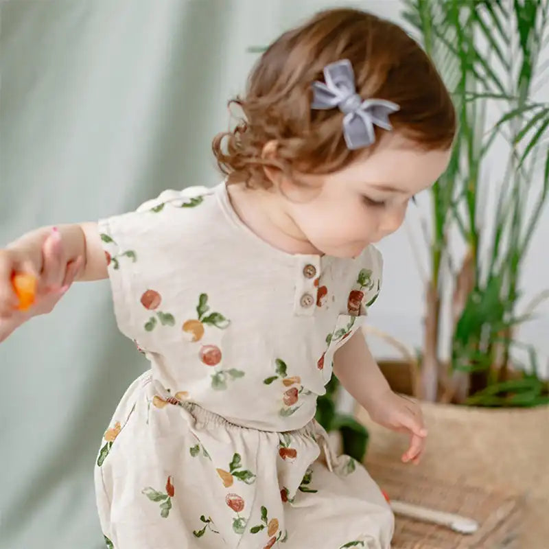 Summer Pastoral Style Toddler Sleeveless Crew Neck Vest and Shorts Suit