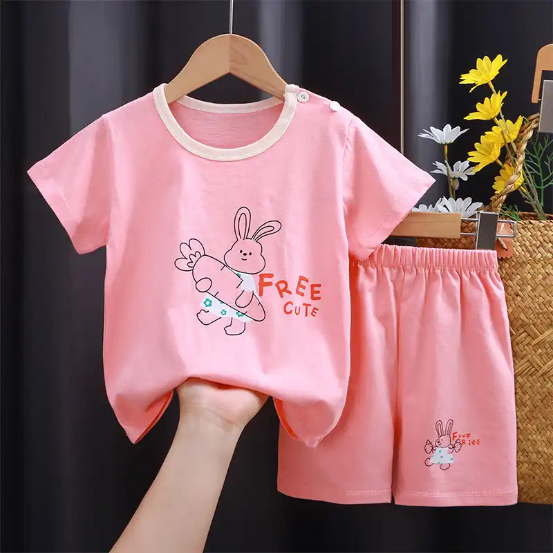 Sweet Cotton Summer T-Shirt and Shorts Set for Toddlers