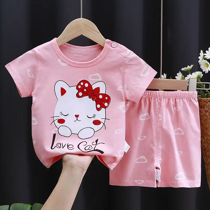 Sweet Cotton Summer T-Shirt and Shorts Set for Toddlers