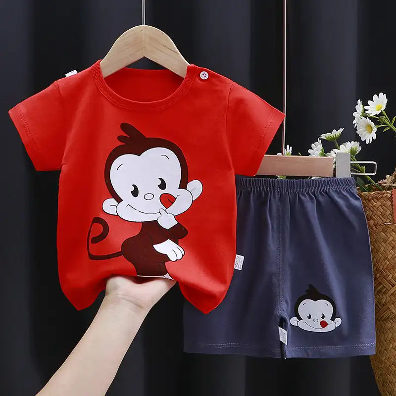 Sweet Cotton Summer T-Shirt and Shorts Set for Toddlers