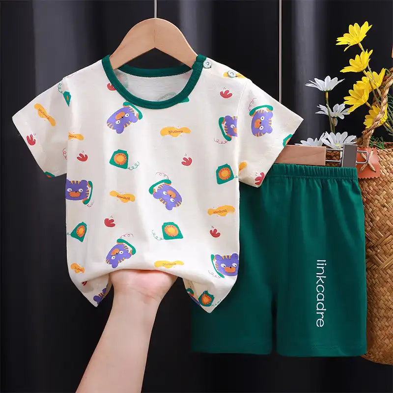 Sweet Cotton Summer T-Shirt and Shorts Set for Toddlers