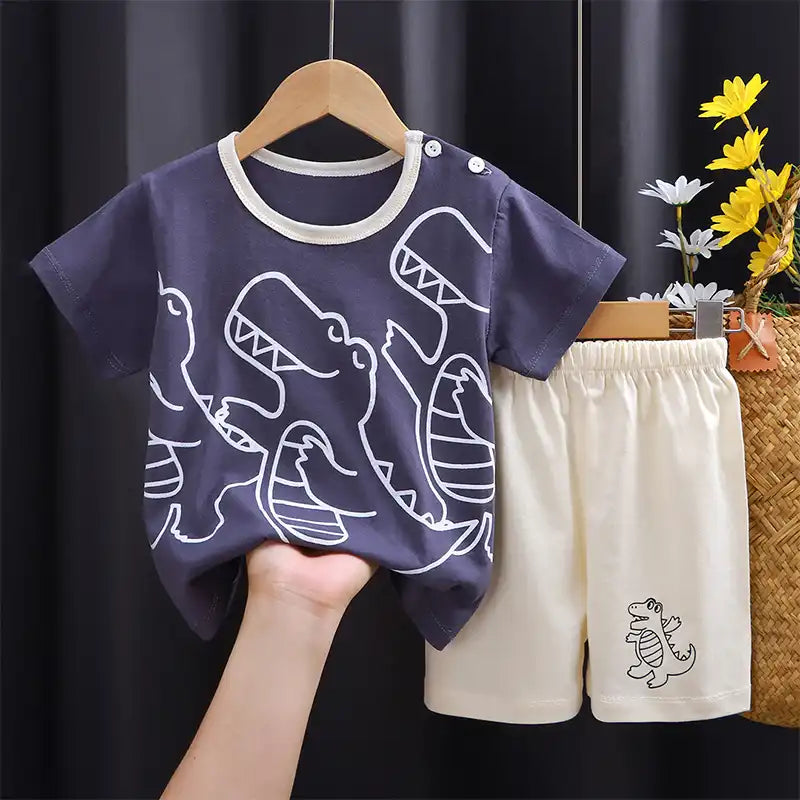 Sweet Cotton Summer T-Shirt and Shorts Set for Toddlers