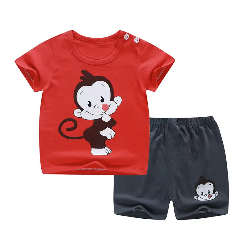Sweet Cotton Summer T-Shirt and Shorts Set for Toddlers
