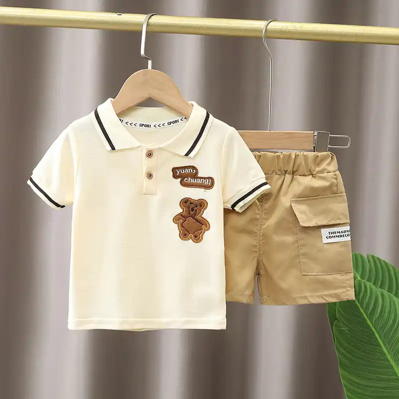 Teddy Bear Kids Embroidered Polo and Shorts