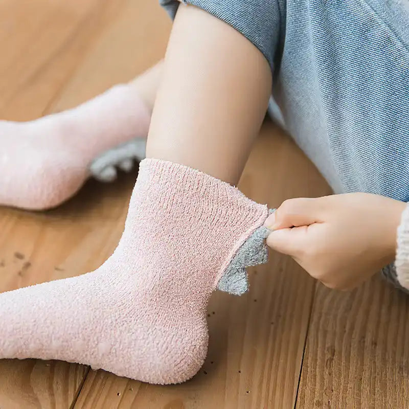 Thickened Soft Coral Fleece Baby Socks Cute Cartoon Dinosaur Boys Girls Non-slip Socks - CutePopToy